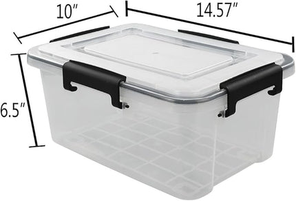 6-Pack 10 L Clear Plastic Storage Box with Lid, Airtight Pet Food Storage Containers
