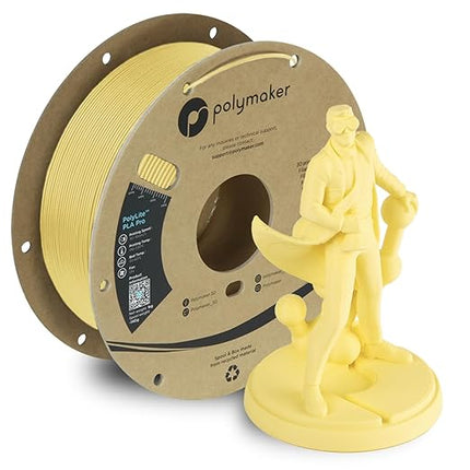 Polymaker PLA PRO Filament 1.75mm 1kg, Tough & High Rigidity Light Yellow 3D Printing Filament, PolyLite PLA PRO 3D Printer Filament 1.75mm, Print with Most 3D Printers