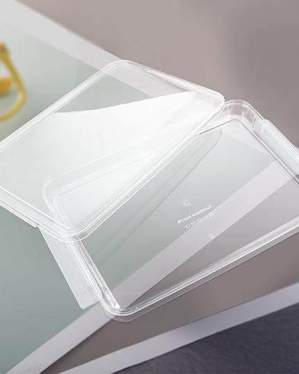 Transparent Document Storage Box with Snap-tight Lid Wear-resistant File Organizer for Home Office Large Clear File Box for Document and Paper Storage Desktop Filing