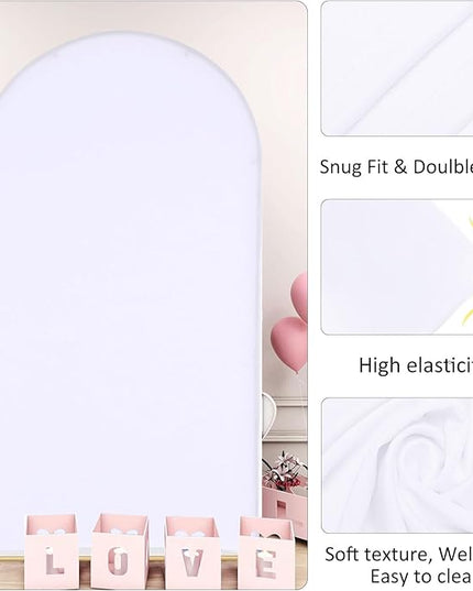 Vincidern 6.6FT Wedding Arch Backdrop Stand and White Cover Set, Metal Backdrop Arch Stand and Cover for Birthday Parties, Baby Showers, Graduation, Event Decorations