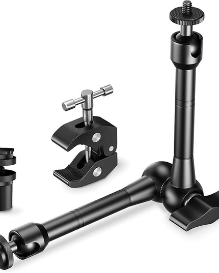 EMART 10inch Articulating Magic Arm Camera Mount with Super Clamp, Friction Power Adjustable Camera Mounts & Clamps with Magicarm and Cold Shoe for Photography/Videography/Webcam/Flash Light