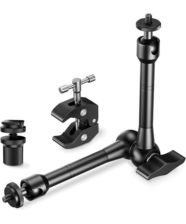 EMART 10inch Articulating Magic Arm Camera Mount with Super Clamp, Friction Power Adjustable Camera Mounts & Clamps with Magicarm and Cold Shoe for Photography/Videography/Webcam/Flash Light
