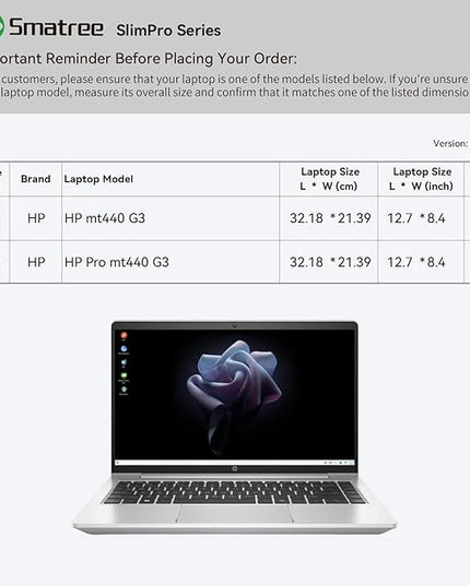 Smatree SlimPro Laptop Sleeve Case for 14 inch HP mt440 G3 Mobile Thin Client, for 14 inch HP Pro mt440 G3 Mobile Thin Client, Case with Pocket, Patented Super-Corner Design, Light Grey (S420LG)