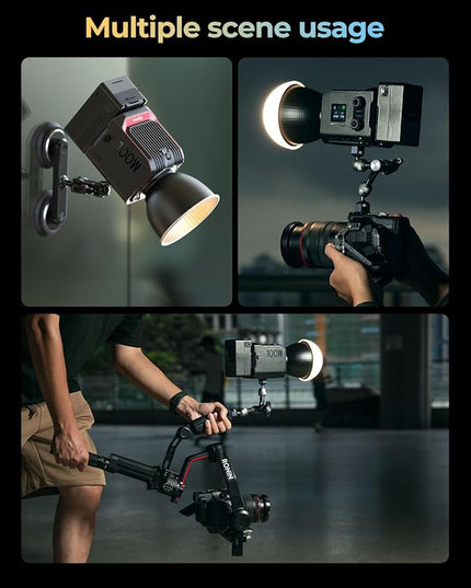 SmallRig RC 100B COB Video Light with Handle, 100W Bi-Color 2700K-6500K, Type-C Fast Charging, Built-in Battery Plate, App Control for Photography, Photo Studio, Mobile Version (Without Battery) 4894