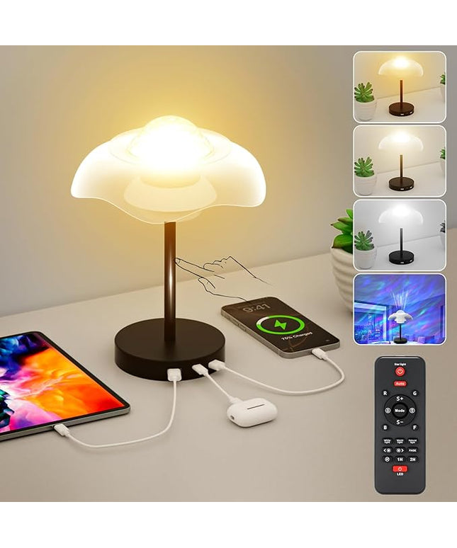 Starry Sky Bedside Table Lamp with Remote Control, RGB Cordless Desk Lamp with Touch-Slide Stepless Dimmable, Mini Rechargeable Night Light with USB Charging,LED Mood Light for Bedroom,Gift,bar
