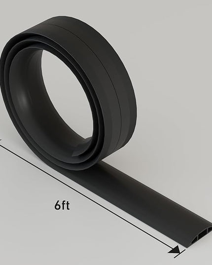 D-Line 6ft Floor Cord Cover, Cable Protector, Hide Extension Cords, Protect Cords, Prevent Cable Trips, Heavy Duty Cord Hider - Cable Cavity = 0.63" (W) x 0.31" (H) - Black