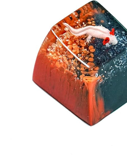 Pink Axolotl Artisan Keycap Orange Black Ocean Coral R1 SA Profile Custom Keycaps 1U ESC Handmade Resin Gaming Animals Key Cap Cherry MX Switch Compatible Mechanical Keyboard Axolotl Lover Gift