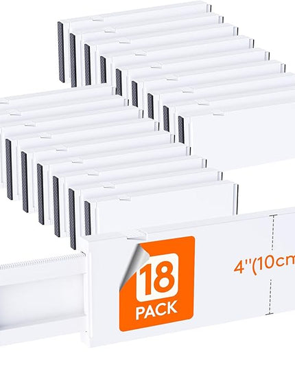 Lifewit 18 Pack Drawer Dividers 4" High, 11-17" Adjustable Drawer Organizers for Clothes, Expandable Dresser Separators in Bedroom/Bathroom/Kitchen/Office Organization and Storage, White