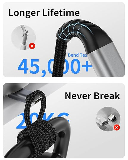2FT USB C Cable Short, 3 Pack Braided USB to USB C Cable 2 Foot USB Type C Cable Fast Charging Car Charger Android for iPhone 16 15 Pro Max, Samsung Galaxy S23 S22 Ultra Note 20, Moto LG, Google Pixel
