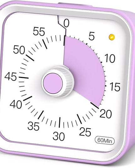 InfPokid Visual Timer for Kids with Pause Function, 60 Minute Countdown Timer for Kids Desk Study, Teaching, Kitchen Cooking, Office Meetings, Time Management for ADHD (Purple)
