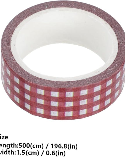 VILLCASE 12 Rolls Vintage Grid Pattern Washi Tape Retro Decorative Paper Tapes for DIY Journals Scrapbooking Planners Crafts Red Blue Yellow for Creative Stationery and Wrapping