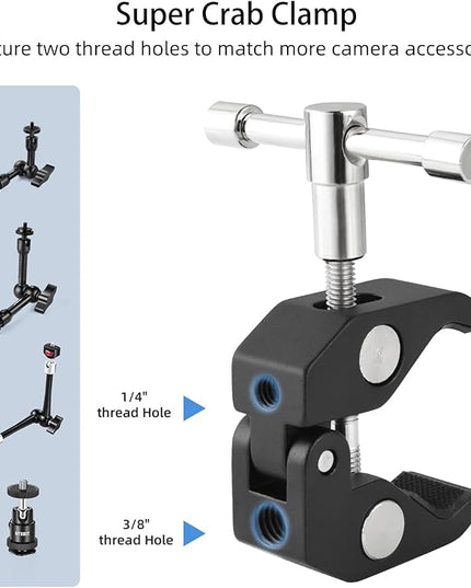 UTEBIT 22 Inch Magic Arm Camera Mount with Super Clamp 1/4" & 3/8" Screw Hole for Desk Rig Flashlight Monitor