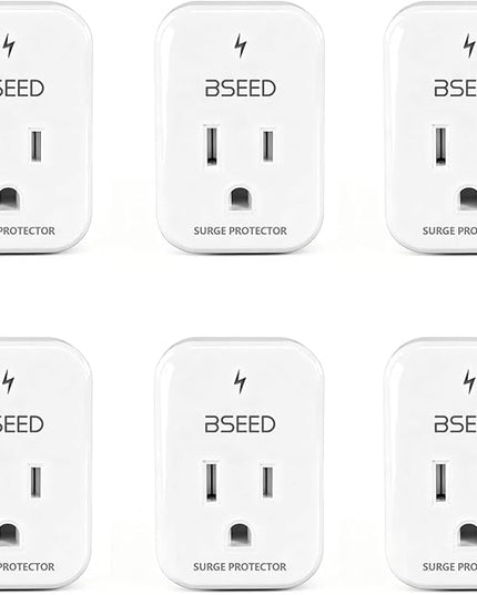 BSEED 1620 Joules Single Outlet Surge Protector, 1800W Mini Surge Protector for Refrigerator, PC, TV, Xbox, PS5, Home Appliances, Voltage Protector with LED Indicator, 120V, 6 Pack