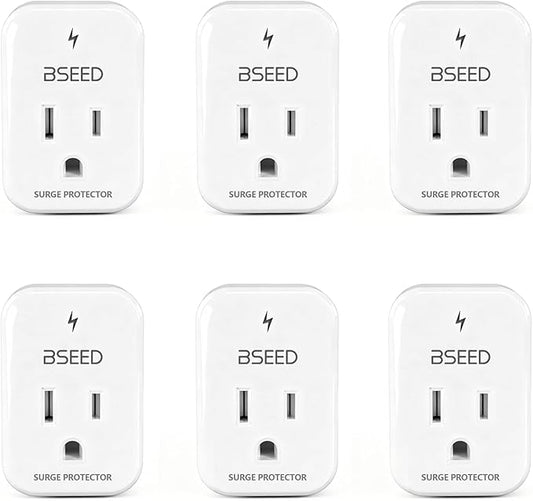 BSEED 1620 Joules Single Outlet Surge Protector, 1800W Mini Surge Protector for Refrigerator, PC, TV, Xbox, PS5, Home Appliances, Voltage Protector with LED Indicator, 120V, 6 Pack