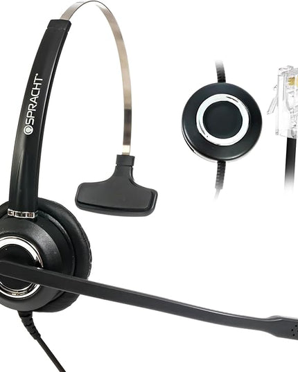 Spracht Wired Headset for Desktop Phone | Single Ear Universal Headset for Office Telephones | Mono Head Set with Microphone - Works with Polycom Digium Nortel Yealink Grandstream Cisco Zum RJ9