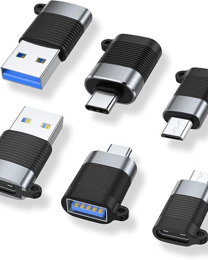 AreMe USB C Adapter (6 Pack), Micro USB Male to USB C Female Adapter, USB 3.0 to Type C Converter Connector