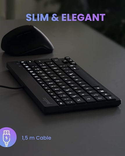 Perixx PERIBOARD-326 Wired Mini Backlit USB Keyboard with Low Profile Keys, US English Layout (11607)