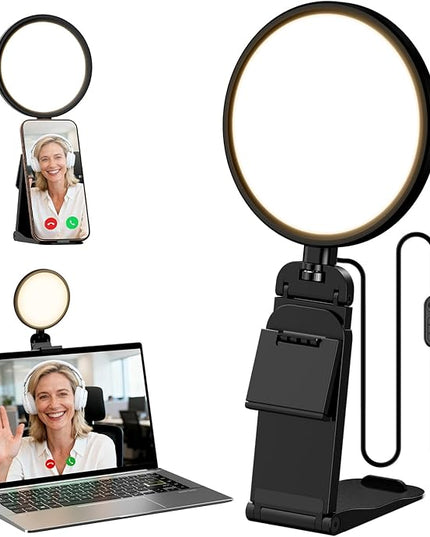 Computer Zoom Lighting for Video Conference, 5" Eye-Caring Ring Light with 50 Modes CRI>97.8, 3000K-6500K for Video Recording/Streaming/Selfie, Desk Lights for Phone/Laptop/Webcam/Monitor