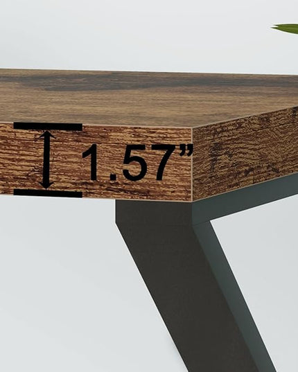 HSH Rustic Brown Desk, Industrial Home Office Computer Desk, Farmhouse Metal and Wood Computer Table, Simple Bedroom Laptop PC Desk for Student Writing Study Gaming Executive Workstation, 55 in