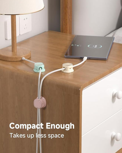 Magnetic Cable Clips, Adjustable Cord Holder Management, Adhesive Wire Keeper Organizer for Home Office Desk Phone PC Car Wall Desktop Nightstand Appliance (9-PCS White_Purple_Cyan_Apricot)