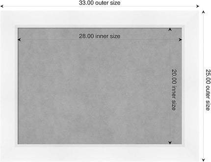 Amanti Art White Framed Magnetic Board 25x33 Medium Vision Board for use with Magnets, 100% Metal Sheet to Display Items as Office Decor or for Home Organization in mudroom, Kitchen or Kids Room