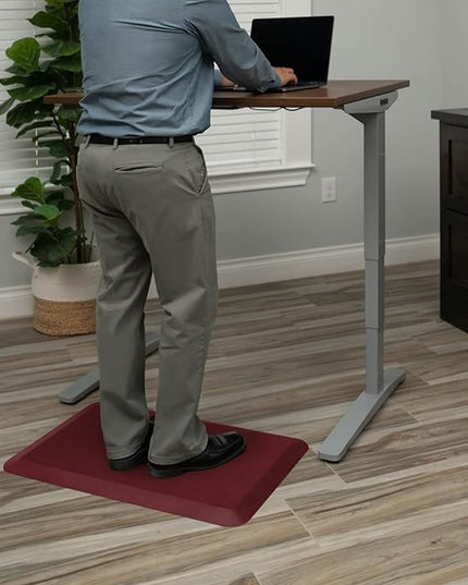 NewLife by GelPro Anti-Fatigue Designer Comfort Kitchen Floor Mat, 20" x32”, Leather Grain Cranberry