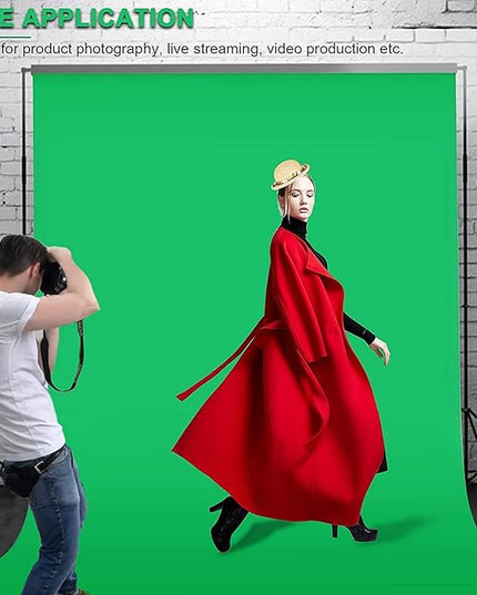 Aimosen 10 X 7 FT Green Screen Backdrop for Photography, Chromakey Virtual GreenScreen Background Sheet for Zoom Meeting, Cloth Fabric Curtain for Party Decor Video Studio Calls Streaming Gaming Photo