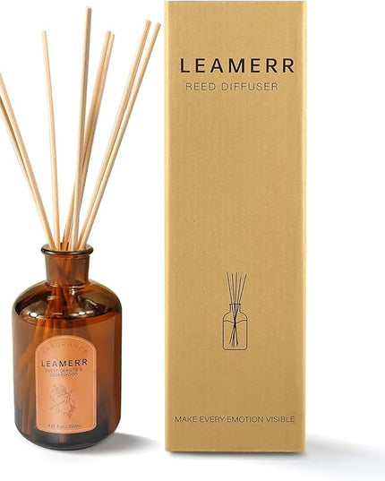 LEAMERR Premium Reed Diffuser Set - 8.8 oz (250 ml) Bedroom Bathroom Living Room Home Fragrance Products Sweet Orange&CEDERWOOD Scent 1 Pack