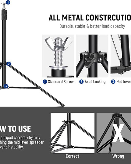 Neewer Photo Studio Backdrop Support System, 10ft/3m Wide 6.6ft/2m High Adjustable Background Stand with 4 Crossbars, 6 Backdrop Clamps, 2 Sandbags, and Carrying Bag for Portrait & Studio Photography