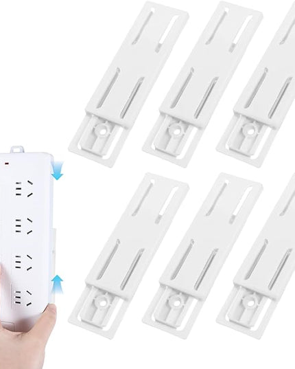 Adhesive Punch Free Socket Holder 6 Pcs Power Stirp Holder Self-Adhesive Power Strip Holders Surge Protector Fixator Wall Mount Space Saving and Easy to Install for Computer Kitchen Home Office