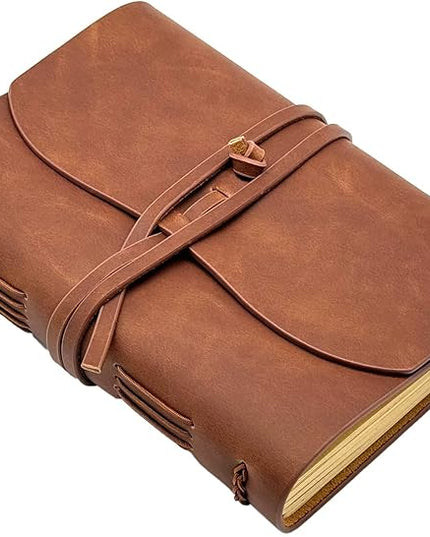 Dark Brown Notebook Journal - Leather Journaling for write A5 Size Diary 6.2x8.5 Inch,Notepad For Women,Man,Vintage,Gifts,Work,Traveler,Personal