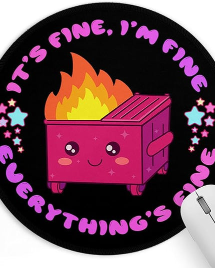 Light Purple Dumpster Round Mouse Pad 8.6 x 8.6 Inch, Cute Funny Mousepad for Laptop Gaming, Stitched Edge Non-Slip Rubber Base, Home Office Decor Desk Accessories