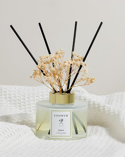 YISOWUH Reed Diffuser Set,5.07 fl oz (150 ml) - Linen Oil Diffusers with 8 Reed Sticks,Home Fragrance Reed Diffuser for Bathroom Shelf Decor