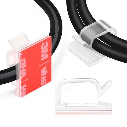 XHF 3/4” Adhesive Cable Wire Clips Clear 120PCS, Outdoor Christmas Light Clips, Cable Staples Cable Management Wire Organizer Cord Holder for Under Desk, Car, Wall, TV PC Ethernet