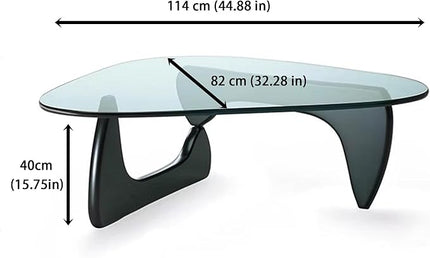 EASYSOUL Modern Glass Coffee Table, 44.88" D x 32.28" W x 15.75" H, Abstract Round Tea Tables for Living Room Home Office Industrial Cocktail Tables (Black-Clear Glass, 44.88")