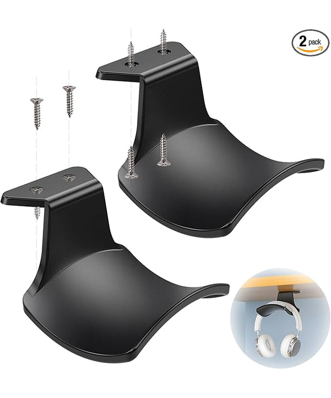 SIROLISA 2-Pack Never Fall Headphone Hooks Hanger Wall Mount, Headset Holder Stand for Universal Gaming Headset Airpods Max Sony Bose Beats, Strong Adhesive by Screws