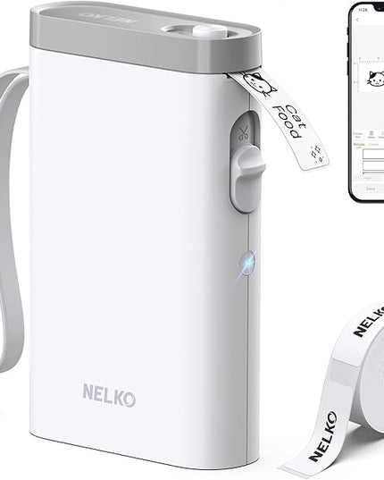 Nelko Label Maker Machine with Tape, P21 Bluetooth Label Printer, Wireless Mini Label Makers with Multiple Templates for School Office Home, White