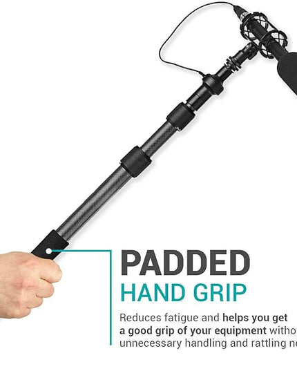 Movo CMP-25 Microphone Boom Pole with Integrated Microphone Cable for XLR Microphones - 8.2' ft Adjustable Telescoping Extension Pole