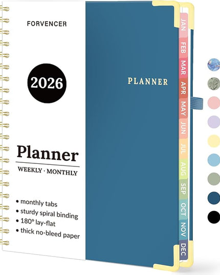 2026 Planner, Forvencer Calendar Planner Weekly and Monthly, Jan 2026-Dec 2026, 8.5" X 11", Hardcover Agenda Book, Daily Journal Organizer with Inner Pocket, Notebook for Office School, A4, Navy Blue