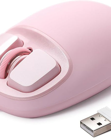 YUNZll C1 Silicone Wireless Mouse, Tri-Mode 2.4G/USB-C/Bluetooth Mouse, 4800 DPl Optical Tracking, 6 Adjustment Levels,Customize Mice for Laptop, Computer, iPad, MacBook (Pink)
