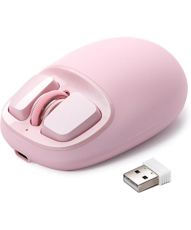 YUNZll C1 Silicone Wireless Mouse, Tri-Mode 2.4G/USB-C/Bluetooth Mouse, 4800 DPl Optical Tracking, 6 Adjustment Levels,Customize Mice for Laptop, Computer, iPad, MacBook (Pink)
