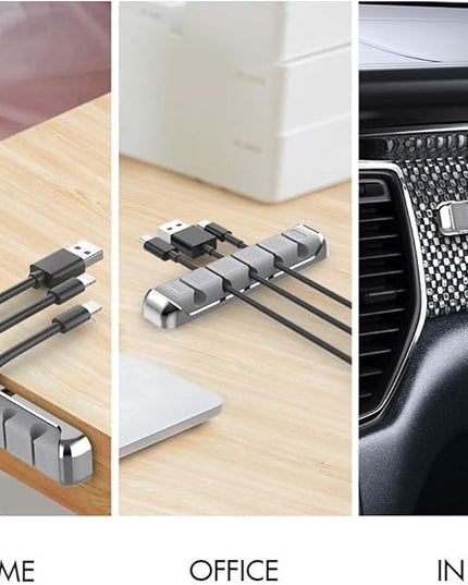 AHASTYLE Cable Organizer Holder 5 Slots Desktop Cord Wire Clips Keeper for Organizing USB Cable/Power Cord/Wire Home Office and Car (Grey)