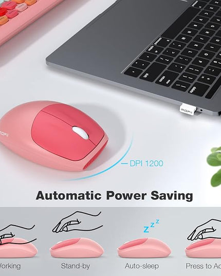 MOFII Wireless Keyboard and Mouse Combo Silent, Slim Compact 2.4G USB Full Size , Cute 110 Keys Keyboard for PC, Notebook, MacBook, Tablet, Laptop, Windows System