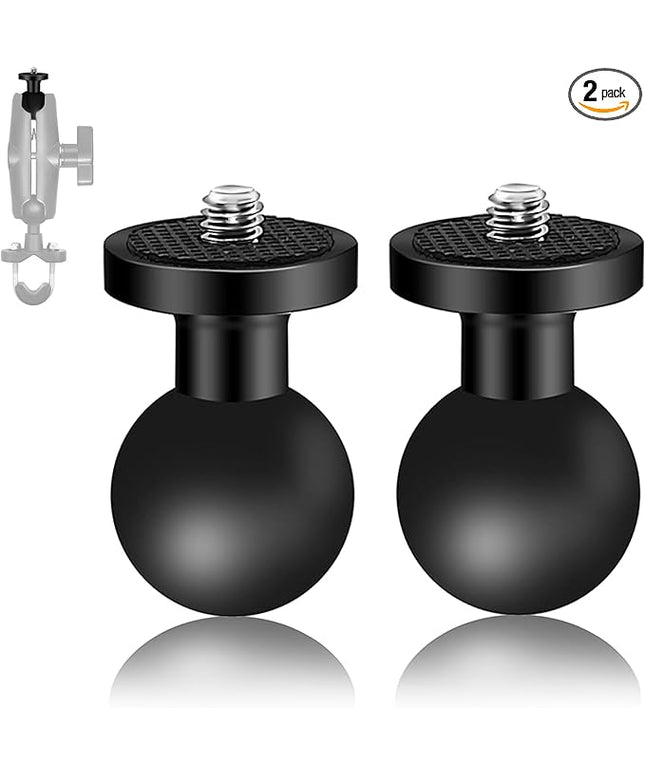 2PC Aluminum Alloy 1" Ball Mount Adapter with 1/4"-20 Threaded Stud for Insta360 One X3, X2, X, R, RS, GoPro, DJI OSMO Action Camera ,Compatible with RAM Ball Head Mounts B Size Double Socket Arm