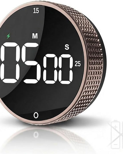 Rechargeable Magnetic Kitchen Timer,LED Countdown/Up Timer, Supports USB-C Charging,with Loud Alarm,3 Preset Quick Times(5/15/25m),Perfect for Kitchen Cooking, Studying, and Fitness (Brown)