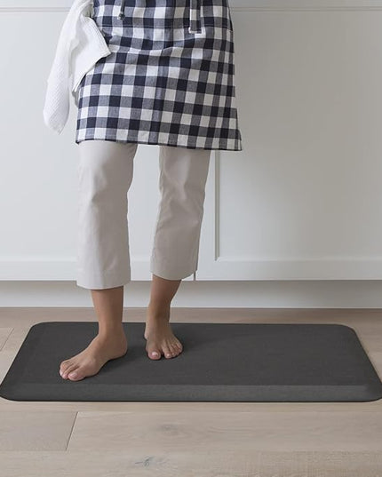 NewLife by GelPro Ergo-Foam Cushioned Anti-Fatigue Standing Kitchen Floor Mat, Padded Stain-Resistant, Waterproof, Non-Slip Comfort Padded Desk/Office Mat - 20" x 32", Grasscloth Charcoal