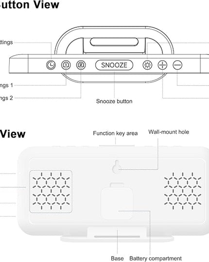ALANAS Mirror Digital Alarm Clock, Dual Alarms with Snooze, 4-Level Dimmer, 2 USB Ports, Plug in Modern Alarm Clock for Bedrooms (Blue Digit)