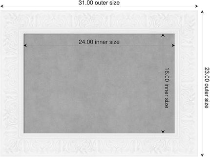 Amanti Art White Framed Magnetic Board 23x31 Medium Vision Board for use with Magnets, 100% Metal Sheet to Display Items as Office Decor or for Home Organization in mudroom, Kitchen or Kids Room