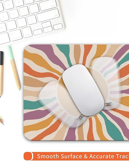 Square Mouse Pad Retro Sun,Personalized Premium-Textured Custom Mouse Mat Design,Washable Mousepad Cloth,Non-Slip Rubber Base Computer Mouse Pads for Wireless Mouse