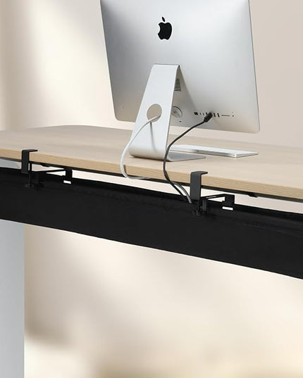MAXECHO Under Desk Cable Management Tray 48" - Clamp on Wire and Cable Organizer for Storage and to Hide Cords - Ideal for Home Office - Premium Black Fabric Design